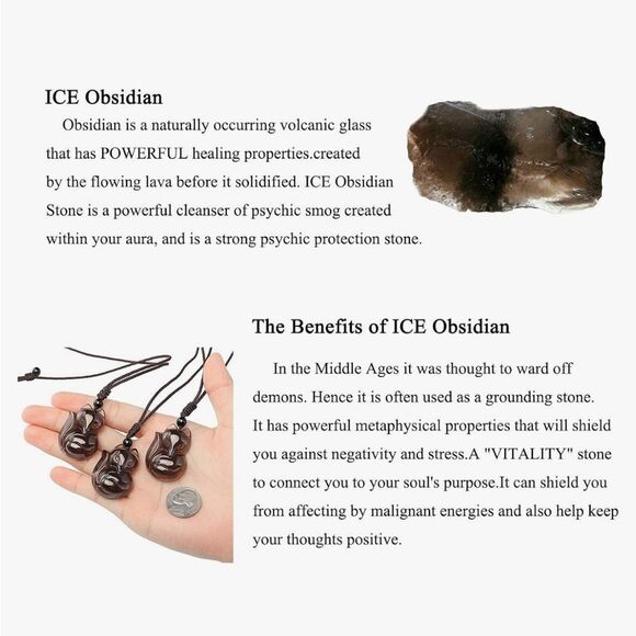 NEW! Ice Obsidian/Fluorite Fox Necklace Healing Pendant Protection Amulet Charm - Picture 10 of 11